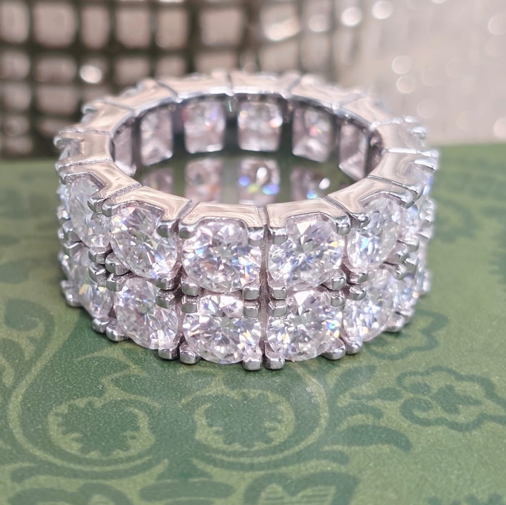 14ctw. Moissanite Diamonds Band . S925 Solid Silver With Rhodium Finish - Picture 4 of 10